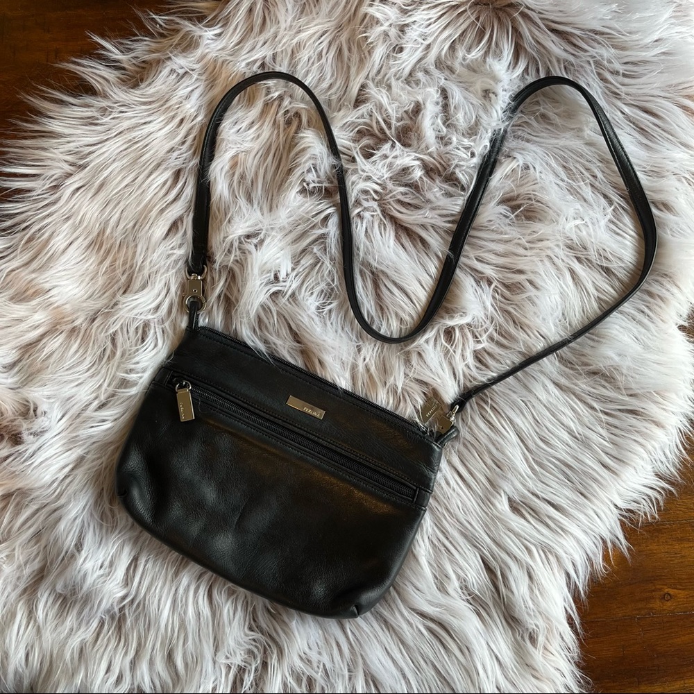 Black Leather PERLINA Crossbody Purse